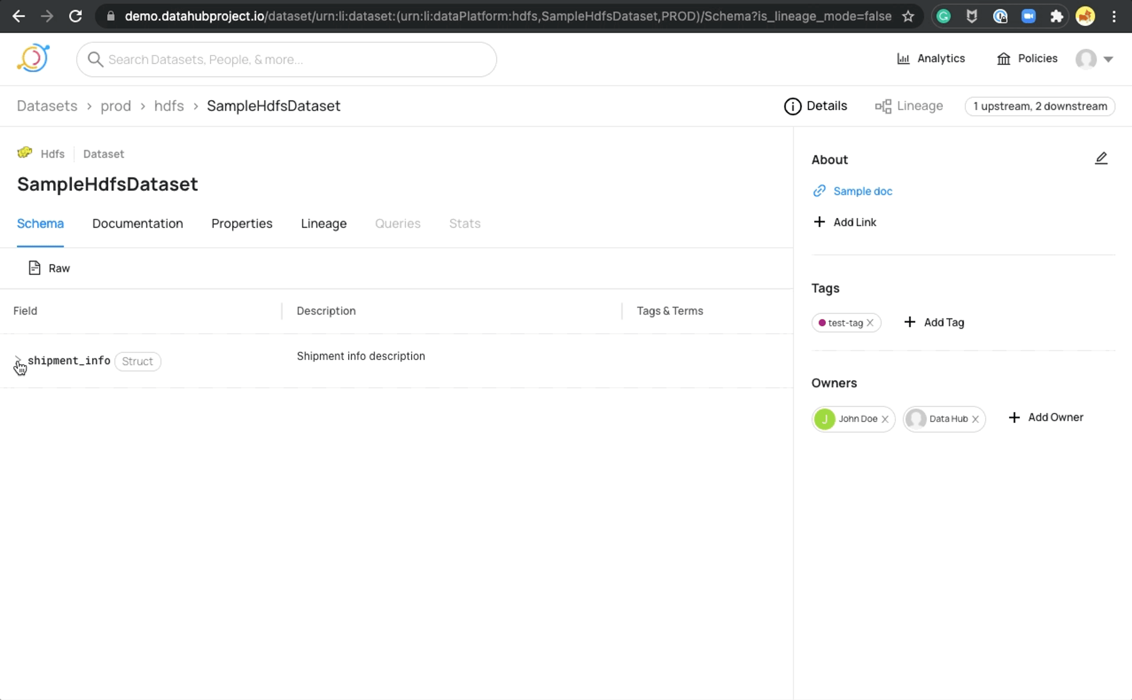 View in DataHub Demo Site
