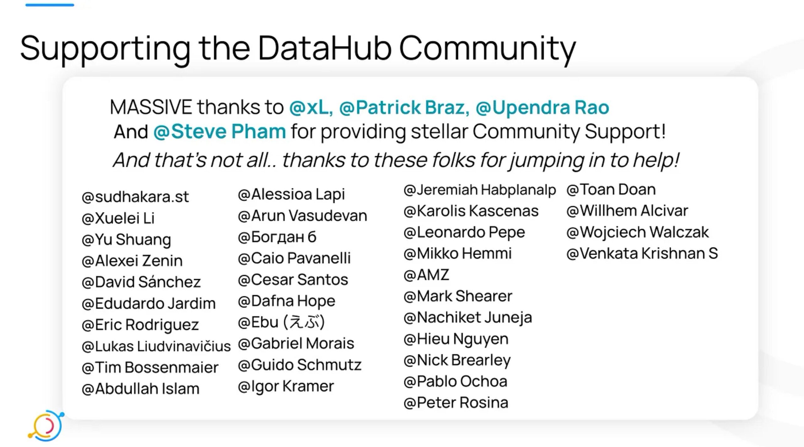 Supporting the DataHub Community