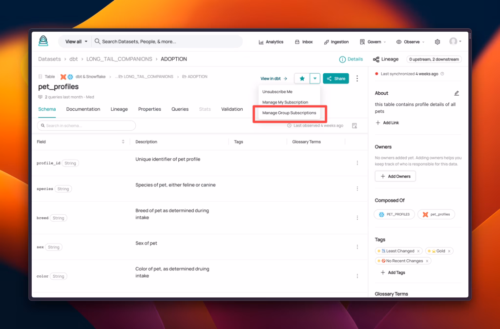 Subscription and Notifications - Manage Group Subscriptions