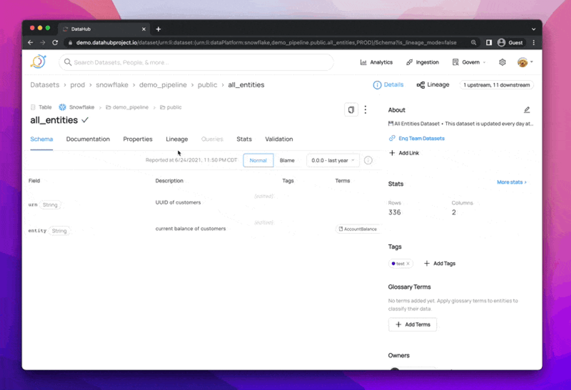 Dependency Impact Analysis in DataHub