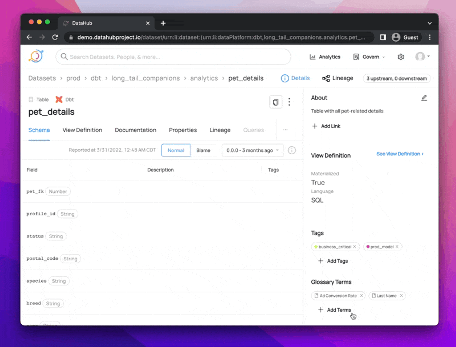 Adding Glossary terms - DataHub
