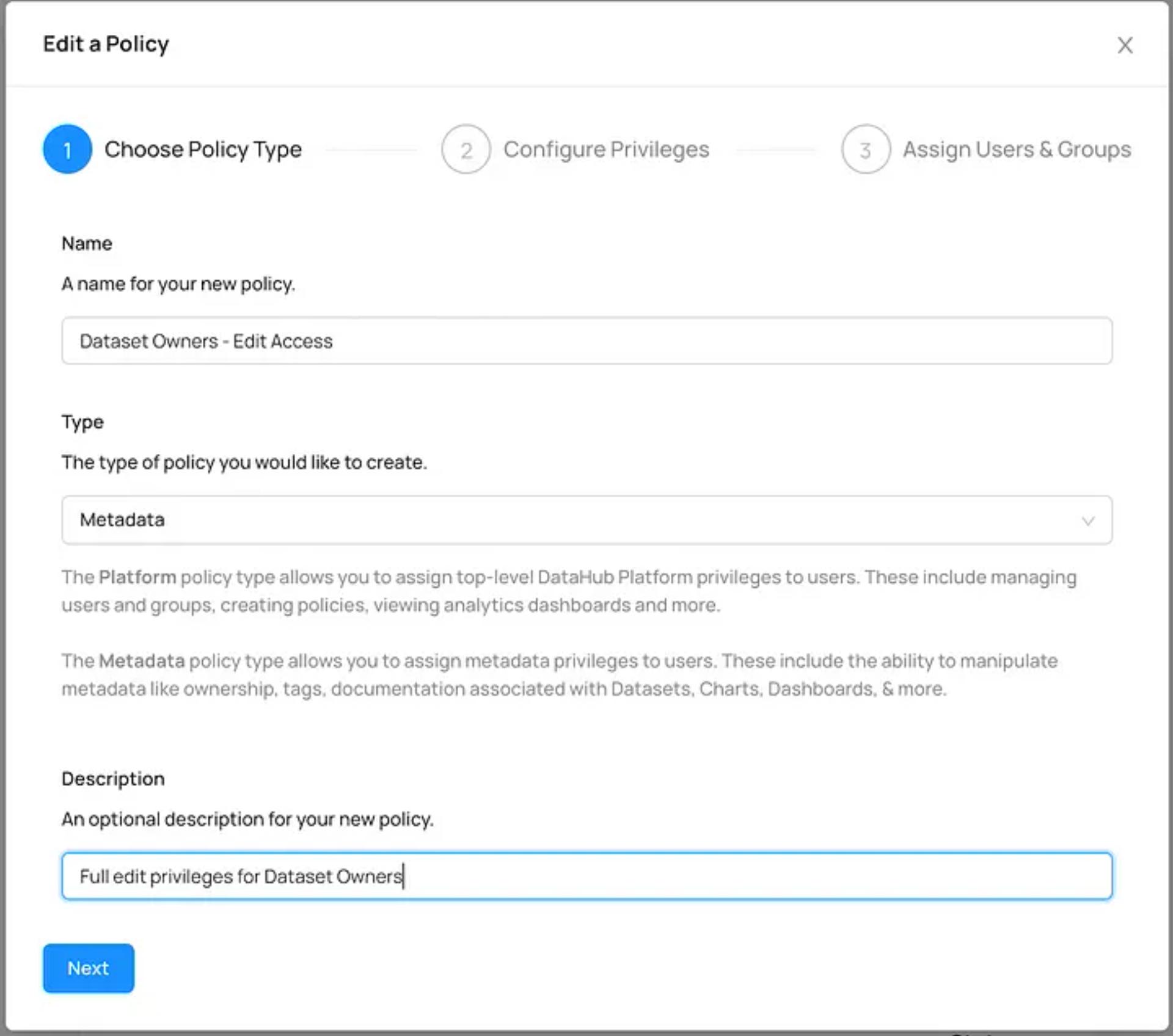 Metadata Policy Configuration