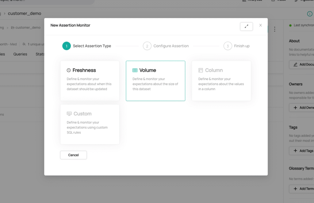 Creating Volume Assertion