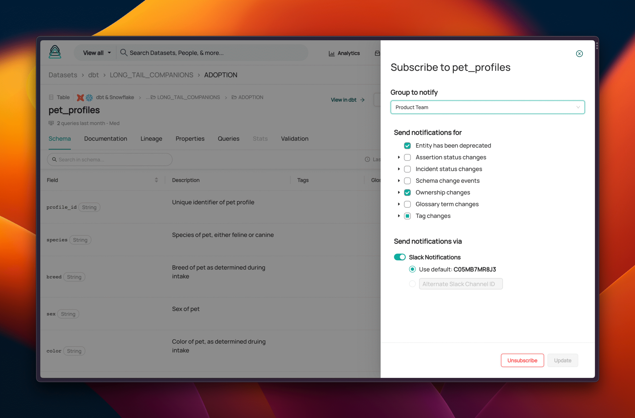 Subscription and Notifications - User Subscription Settings