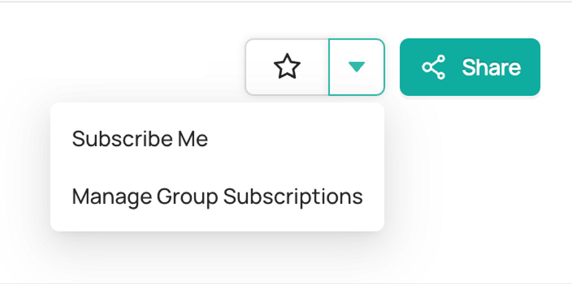 Subscription and Notifications - Dropdown Menu