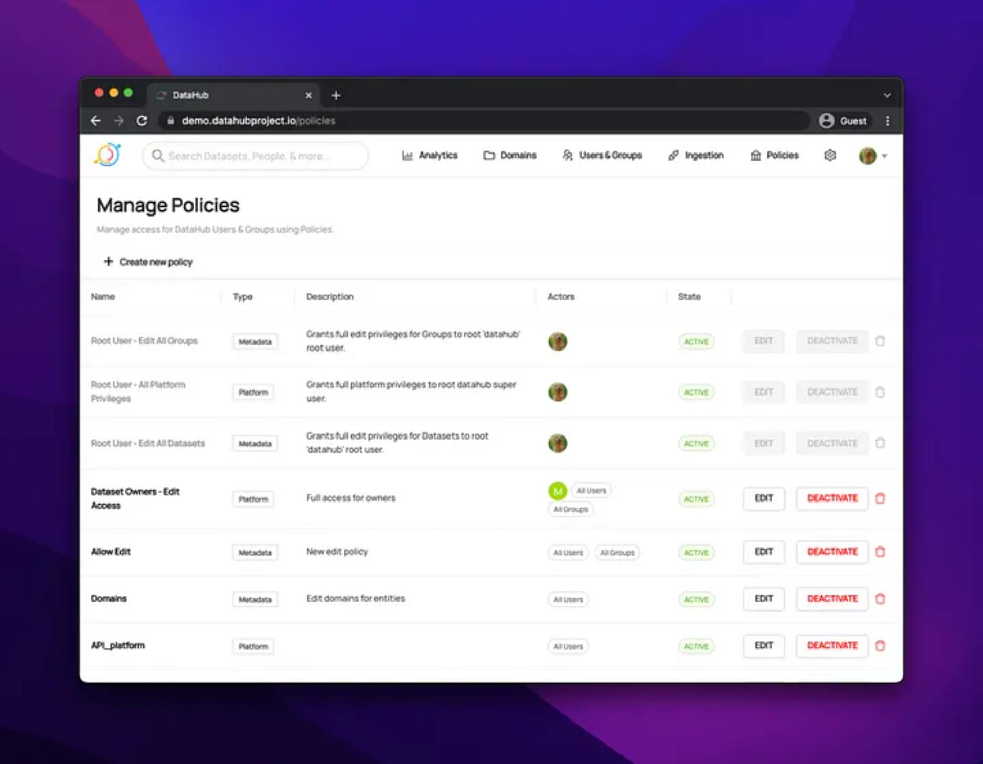 Policies Page