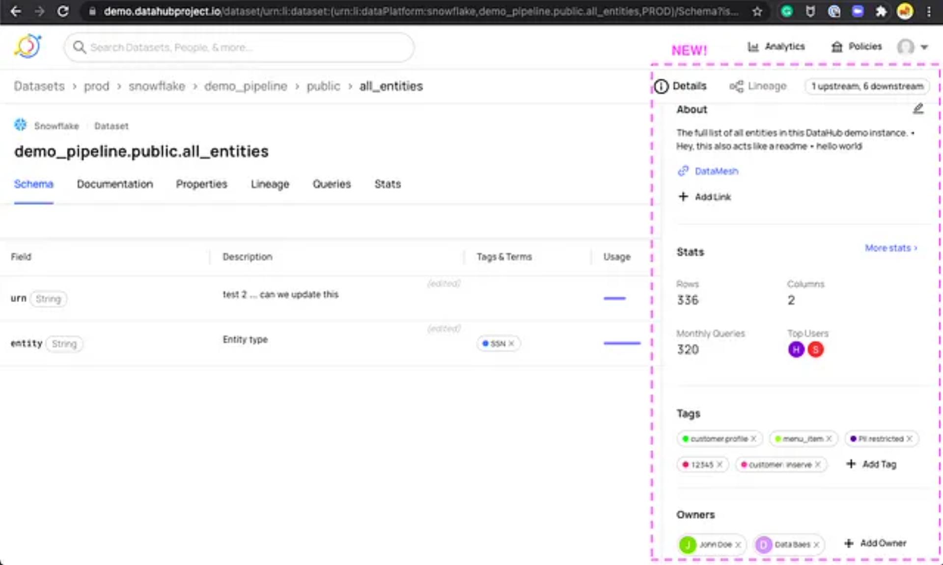 View in DataHub Demo Site