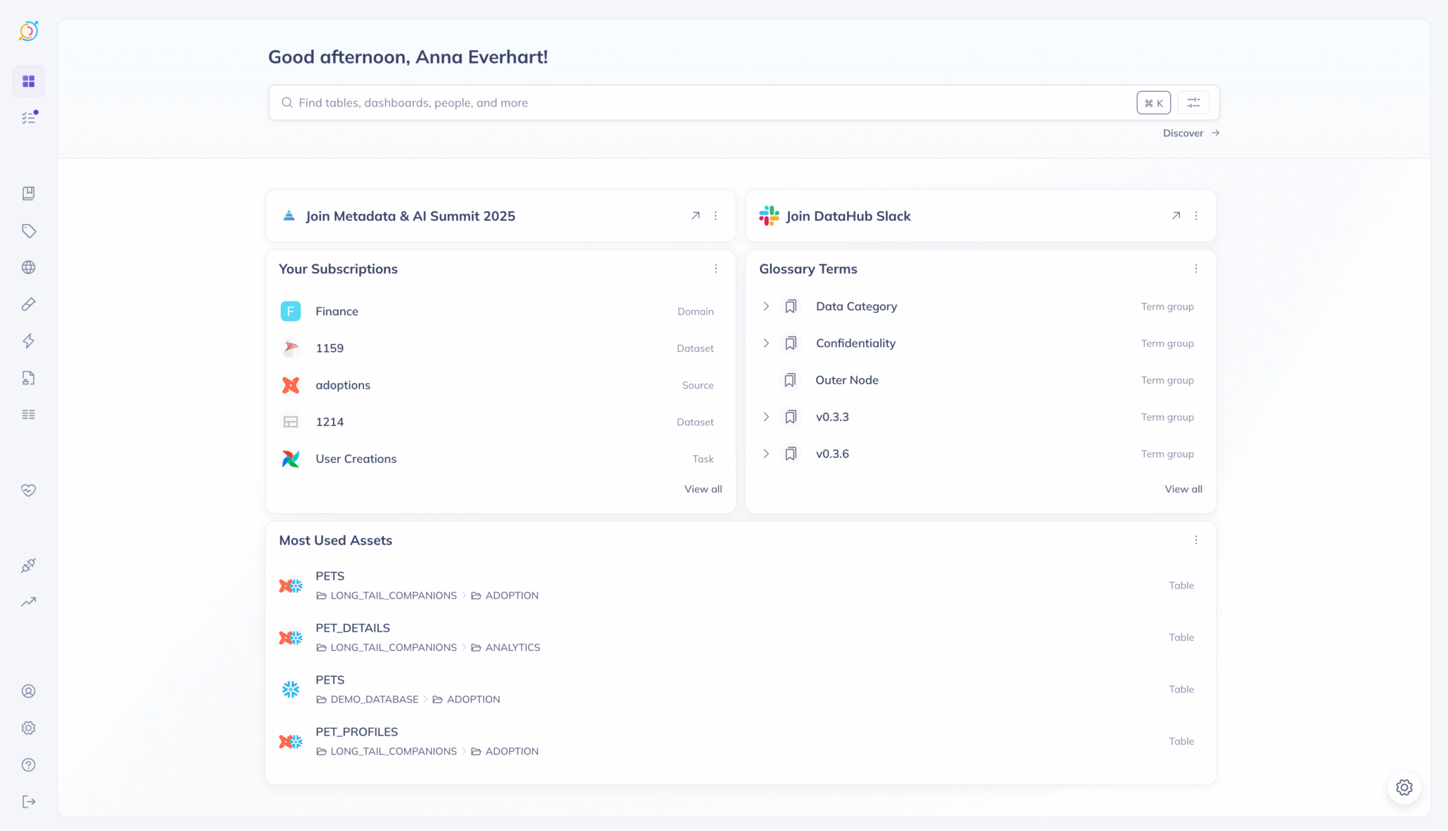 DataHub Modern Data Catalog & Metadata Platform